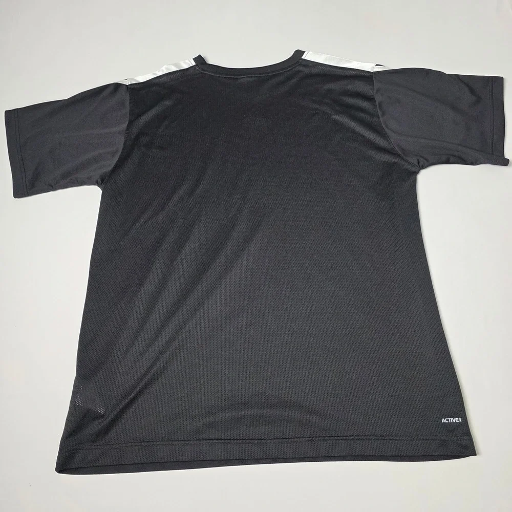 Adidas T-Shirt Men Large Black‎ Active 360 Short Sleeve AZB004 Stripe Athletic
